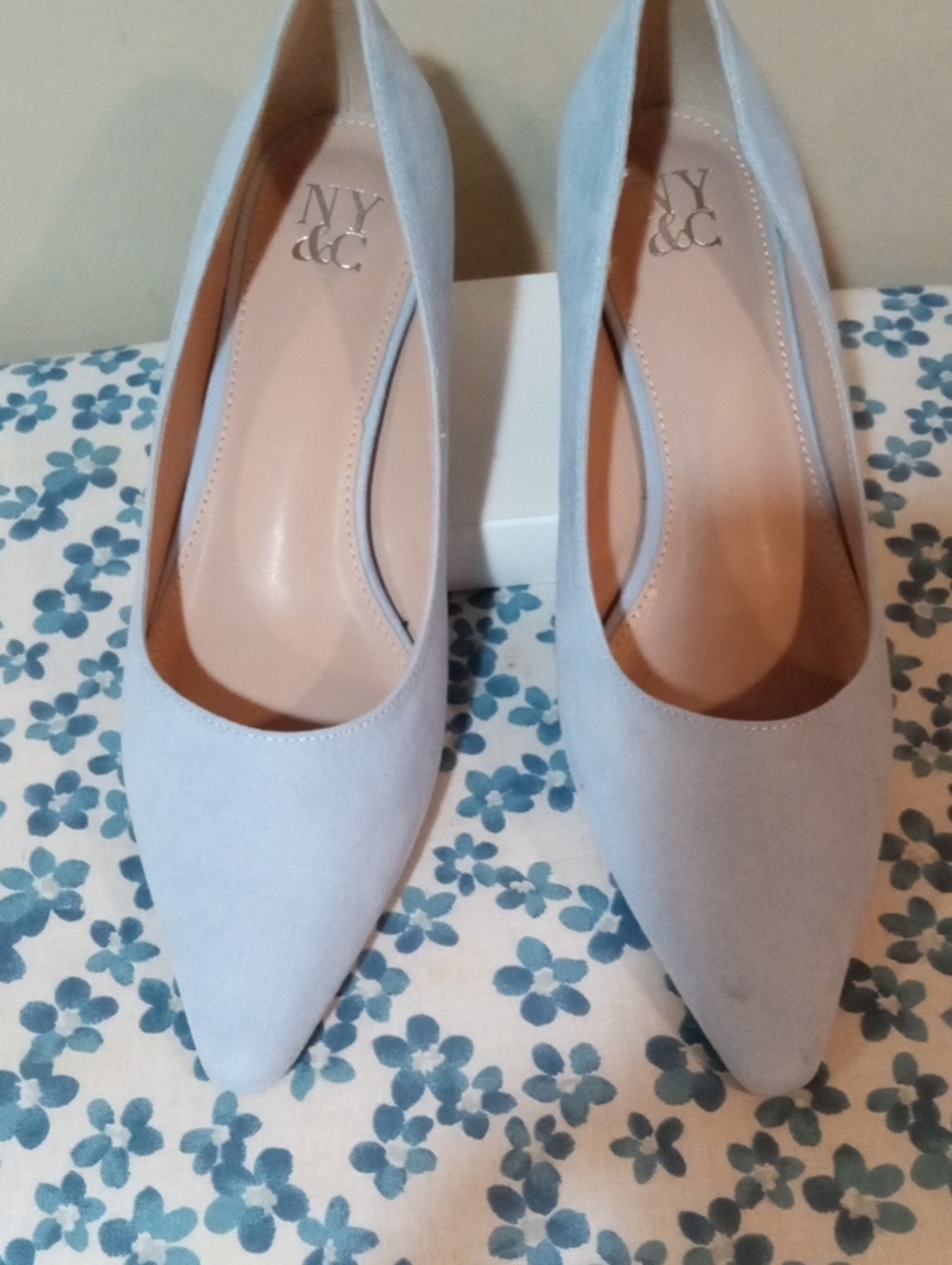 New York & Company Pale Blue Low Heel Pointed Toe Pumps